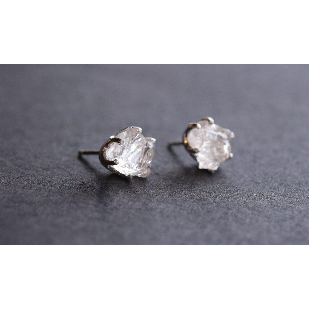 Raw Diamond Earrings, Rough Diamond Earring, Natural Diamond Earring, Wedding Ea